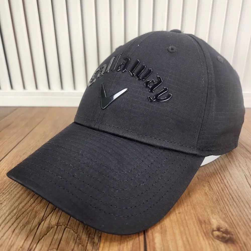 Callaway Golf Strapback Hat Cap Black Athletic Sports Outdoors Casual Logo Brand